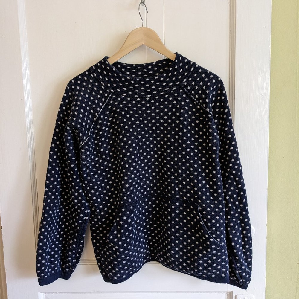 Wool Dot Cowl Sweater Navy